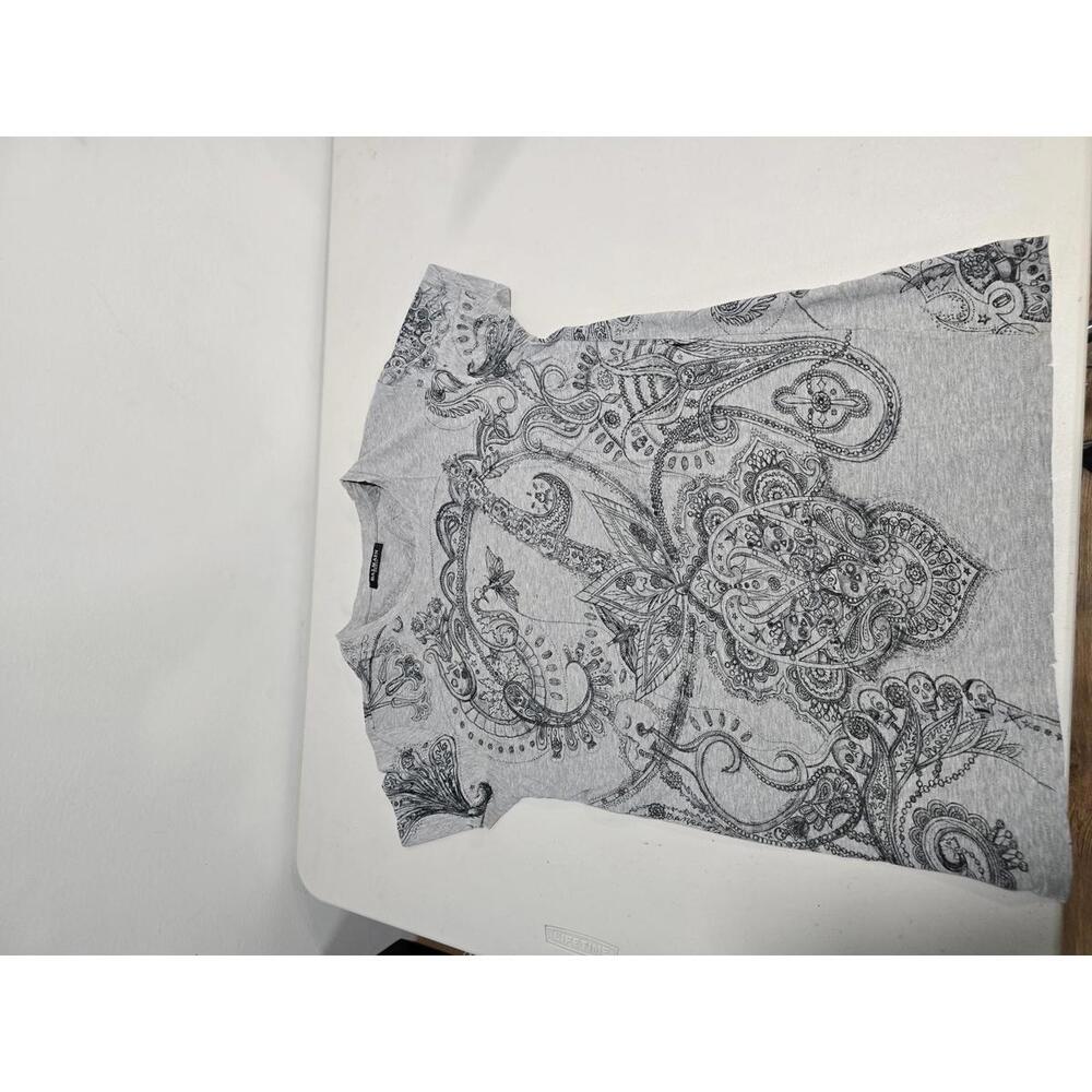 Balmain Paris Skull & Paisley Graphic Distressed T-Shirt